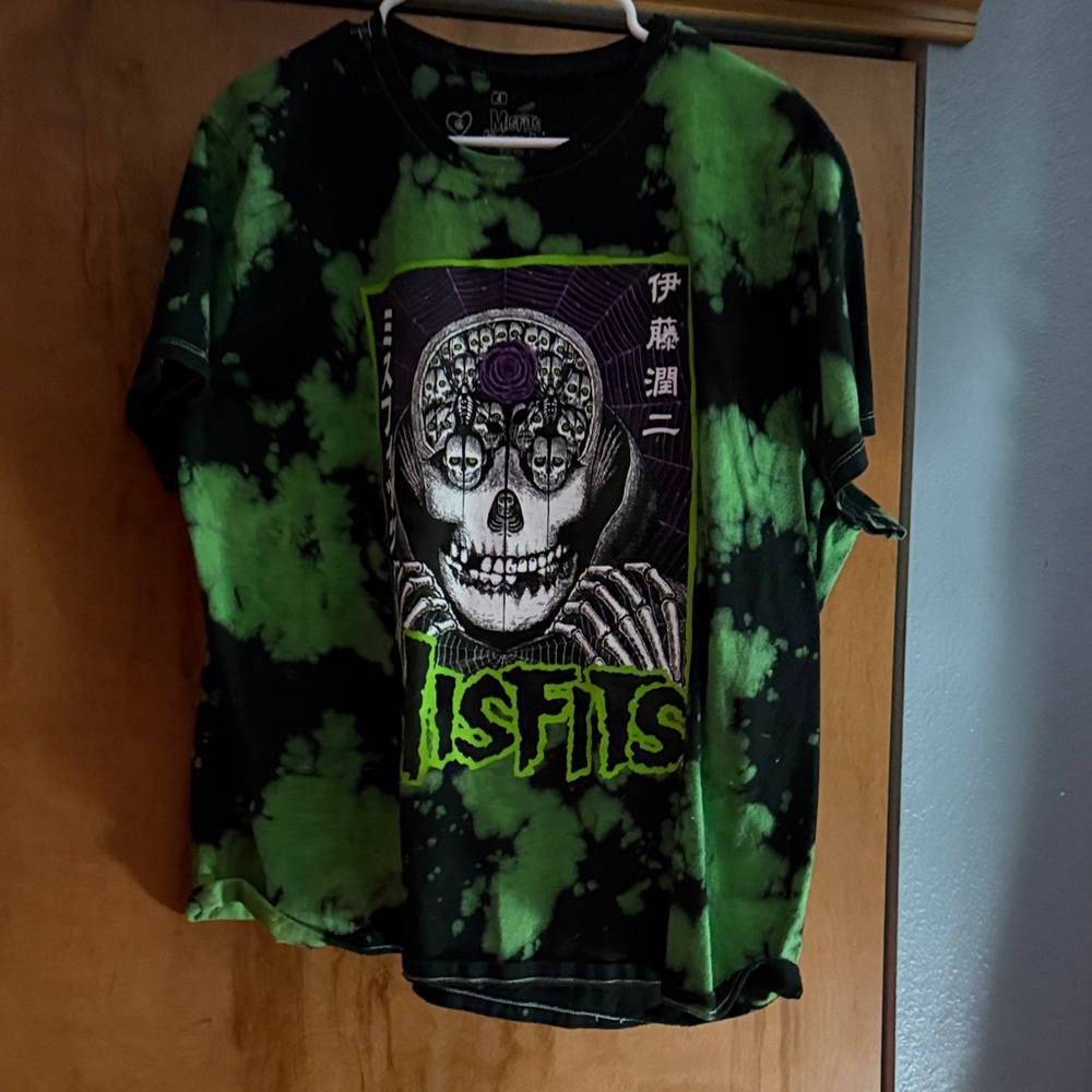 Misfits Graphic Tee in Green Tie-Dye
